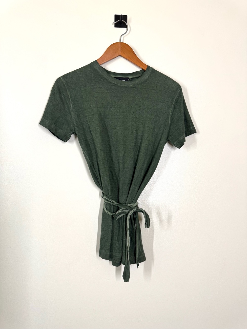 NWT - DSQUARED2 Short Sleeve Crew Tee in Olive Green Wrap Tie Waist Size XS